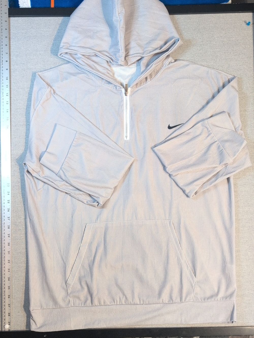 Nike Light Gray Ribbed Hooded Quarter Zip Pullover Size Xxl